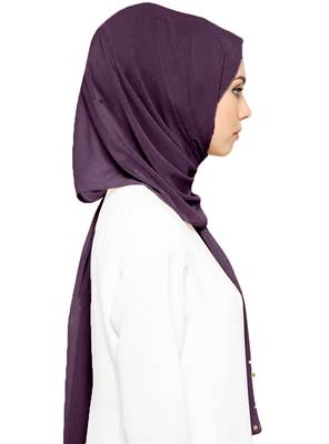 JSDC Light Violet Color Casual Plain Georgette Pearl Work Hijab Scarf  4