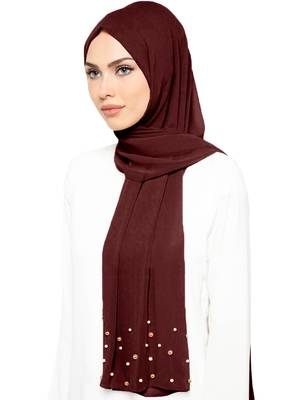 JSDC Casual Wear 2 Meter Long Islamic Georgette Pearl Work Dupatta Scarf 1