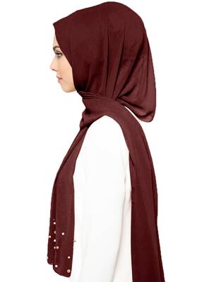 JSDC Casual Wear 2 Meter Long Islamic Georgette Pearl Work Dupatta Scarf 3