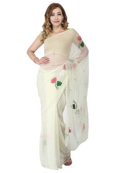 Cream ethnic sarees