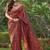 Red woven banarasi silk saree with blouse