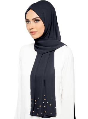 JSDC Occasional Wear 2 Meter Georgette Pearl Work Hijab Scarf 1
