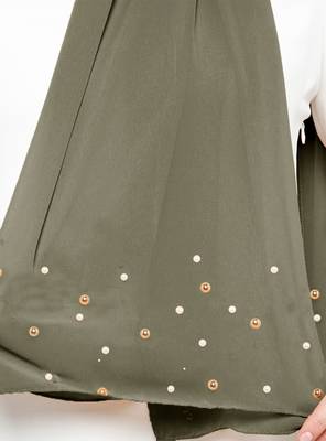 JSDC Plain Georgette Long 2 Meter Pearl Work Hijab Scarf For Women 2