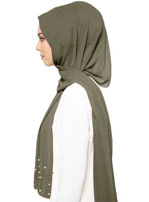 JSDC Plain Georgette Long 2 Meter Pearl Work Hijab Scarf For Women 3
