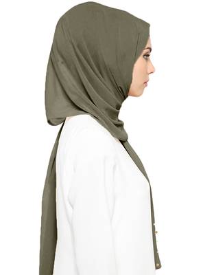 JSDC Plain Georgette Long 2 Meter Pearl Work Hijab Scarf For Women 4