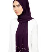 JSDC Women Plain Georgette Long 2 Meter Pearl Work Hijab Scarf