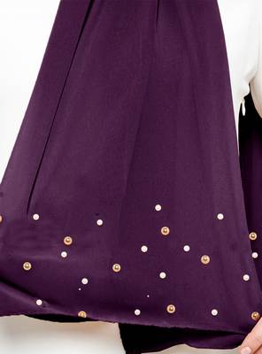 JSDC Women Plain Georgette Long 2 Meter Pearl Work Hijab Scarf 2