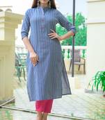 Blue Lining Cotton Blend Kurti