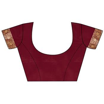 Red woven art silk saree with blouse 3