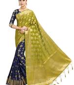 Blue woven art silk saree with blouse