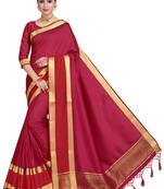 Red woven art silk saree with blouse