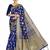 Navy blue woven art silk saree with blouse