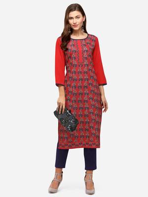 red American Crepe Digital Print trendy Kurta 1