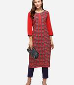 red American Crepe Digital Print trendy Kurta