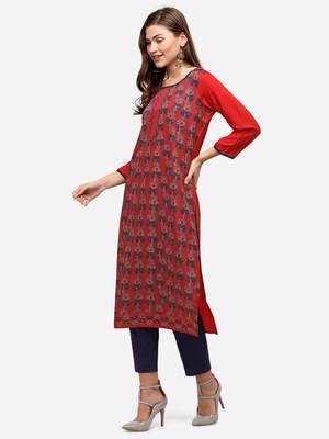 red American Crepe Digital Print trendy Kurta 3