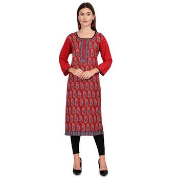 red American Crepe Digital Print trendy Kurta 1