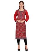 red American Crepe Digital Print trendy Kurta
