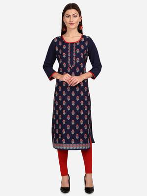 blue American Crepe Digital Print trendy Kurta 1