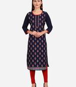 blue American Crepe Digital Print trendy Kurta