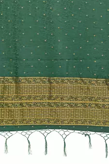Green woven satin saree with blouse