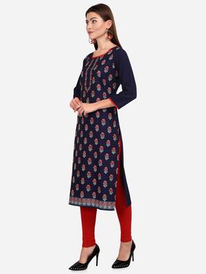 blue American Crepe Digital Print trendy Kurta 3