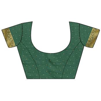 Green woven satin saree with blouse 5
