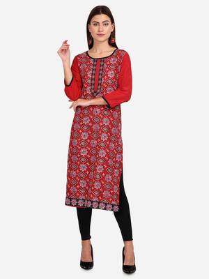 red American Crepe Digital Print trendy Kurta 1