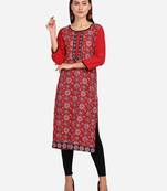 red American Crepe Digital Print trendy Kurta