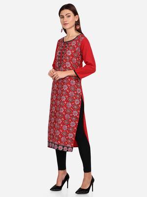 red American Crepe Digital Print trendy Kurta 3