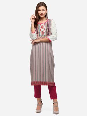 cream American Crepe Digital Print trendy Kurta 1