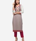 cream American Crepe Digital Print trendy Kurta