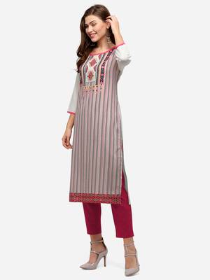 cream American Crepe Digital Print trendy Kurta 3