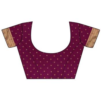 Purple woven satin saree with blouse 5
