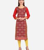 red American Crepe Digital Print trendy Kurta