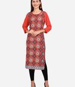 orange American Crepe Digital Print trendy Kurta