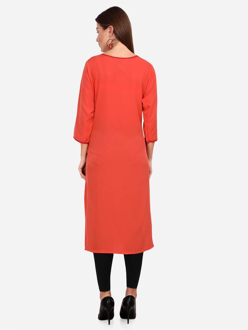 orange American Crepe Digital Print trendy Kurta