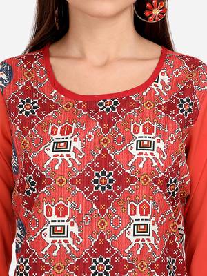 orange American Crepe Digital Print trendy Kurta 3