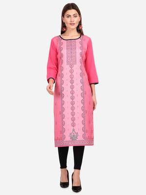 pink American Crepe Digital Print trendy Kurta 1