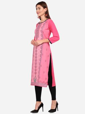 pink American Crepe Digital Print trendy Kurta 3