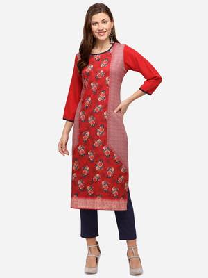 orange American Crepe Digital Print trendy Kurta 1