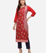 orange American Crepe Digital Print trendy Kurta