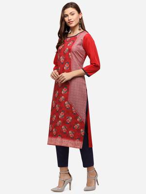 orange American Crepe Digital Print trendy Kurta 3