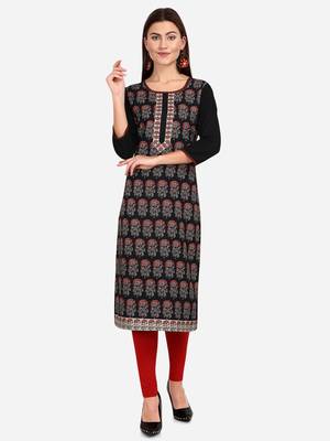 black American Crepe Digital Print trendy Kurta 1