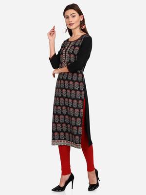 black American Crepe Digital Print trendy Kurta 3