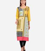 yellow American Crepe Digital Print trendy Kurta