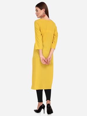 yellow American Crepe Digital Print trendy Kurta 2