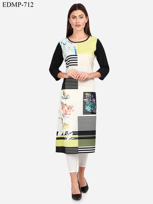 black American Crepe Digital Print trendy Kurta 1