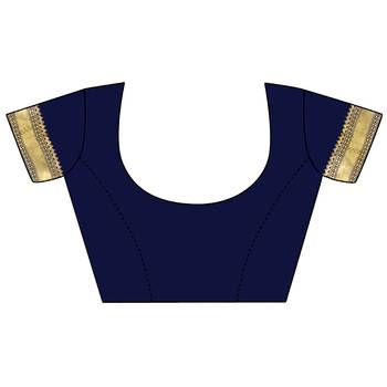 Navy blue woven art silk saree with blouse 5