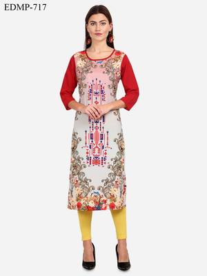 red American Crepe Digital Print trendy Kurta 1