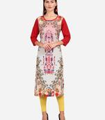 red American Crepe Digital Print trendy Kurta